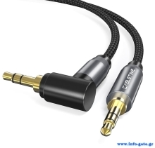 CABLETIME καλώδιο ήχου 3.5mm CT-P11RGN, γωνιακό, AUX, 1m, μαύρο