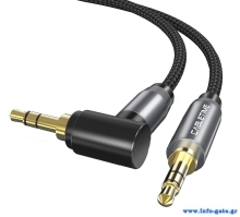 CABLETIME καλώδιο ήχου 3.5mm CT-P11RGN, γωνιακό, AUX, 1.8m, μαύρο