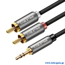 CABLETIME καλώδιο ήχου 3.5mm σε 2x RCA CT-P12G, 3m, μαύρο