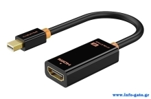 CABLETIME αντάπτορας mini DisplayPort σε HDMI CT-AV589-02G4K, 4K/30Hz, μαύρος