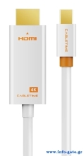CABLETIME καλώδιο mini DisplayPort σε HDMI CT-AV588-03G4K, 4K/30Hz, 1m, λευκό