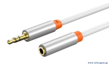 CABLETIME καλώδιο προέκτασης ήχου 3.5mm CT-AV311-P12G, gold plated, 0.5m, λευκό