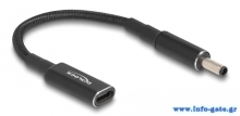 DELOCK αντάπτορας τροφοδοσίας laptop 60036, USB-C σε Dell 4.5x3.0mm, 15cm, μαύρος