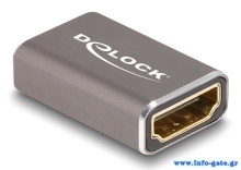 DELOCK αντάπτορας HDMI 60078 με Ethernet, 8K/60Hz, μεταλλικός, γκρι