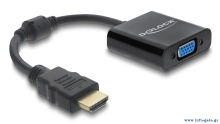 DELOCK αντάπτορας HDMI σε VGA 61077, 1080p, μαύρος