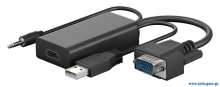 GOOBAY αντάπτορας VGA σε HDMI 61259, 3.5mm Jack, 1080p/60Hz, μαύρος