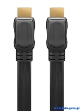 GOOBAY καλώδιο HDMI 2.0 61280, Ethernet flat, 4K/60Hz 18 Gbps, 3m, μαύρο