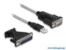 DELOCK καλώδιο USB σε RS-232 DB9 61314 με αντάπτορα DB25, 1.8m, μαύρο