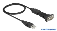 DELOCK αντάπτορας USB σε RS-232 DB9 61506 με καλώδιο USB, 0.8m, μαύρο