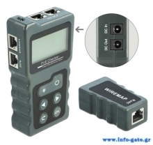 DELOCK tester καλωδίων με οθόνη 63110, RJ45, PoE, DC, γκρι