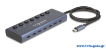 DELOCK USB-C hub 63410 με διακόπτες, 7x θυρών, 5Gbps, 20W, USB-C σύνδεση, μπλε