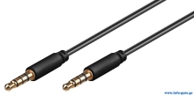 GOOBAY καλώδιο ήχου 3.5mm 63832, 4 pin stereo, copper, 3m, μαύρο