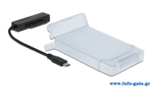 DELOCK αντάπτορας USB-C σε SATA 64084 με θήκη για 2.5