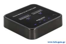 DELOCK docking station για M.2 SATA SSD 64178, 2 θέσεων, 6Gbps, clone function, μαύρο