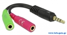 DELOCK καλώδιο 3.5mm σε 2x 3.5mm 65344, OMTP, 10cm, μαύρο