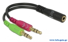 DELOCK καλώδιο 3.5mm σε 2x 3.5mm 65459, CTIA, 12cm, μαύρο