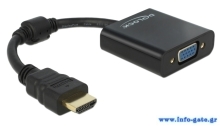 DELOCK αντάπτορας HDMI σε VGA 65512, 1080p, μαύρος
