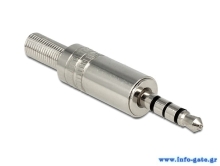DELOCK Βύσμα 3.5mm Stereo, 4 pin, Bend Protection, metal, ασημί