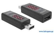 DELOCK αντάπτορας USB 65569 με οθόνη ένδειξης V/A, έως 5V/4A, μαύρος