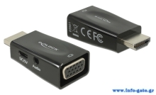 DELOCK αντάπτορας HDMI σε VGA 65901 με 3.5mm, 1080p/60Hz, μαύρος