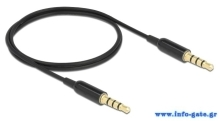 DELOCK καλώδιο 3.5mm 66075, CTIA, 32AWG, 0.5m, μαύρο