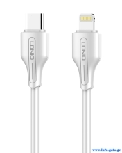 LDNIO καλώδιο Lightning σε USB-C LC122I, 30W PD, 2m, λευκό