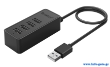 ORICO USB hub W5P-U2, 4x θυρών, USB 2.0, 480Mbps, USB σύνδεση, 1m καλώδιο, μαύρο