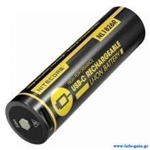 NITECORE επαναφορτιζόμενη μπαταρία τύπου 18650 NL1826R, 2600mAh, USB-C