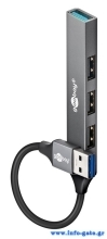 GOOBAY USB hub 74456, 4x θυρών, USB 3.2, 5Gbps, USB σύνδεση, γκρι