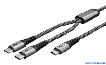 GOOBAY καλώδιο USB-C σε 2x USB-C 75739, 60W, 480Mbps, 1.5m, γκρι