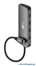 GOOBAY USB hub 76565, 4x θυρών, USB 3.2, 10Gbps, USB-C σύνδεση, γκρι