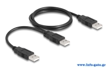 DELOCK καλώδιο USB σε 2x USB 80000, 480Mbps, 70cm, μαύρο