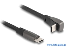 DELOCK καλώδιο USB-C 80751, 60W, flat, γωνιακό, 480 Mbps, 1m, μαύρο