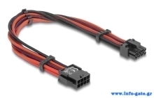 DELOCK καλώδιο 8 pin σε 6+2 pin PCIe 80975 με υφασμάτινη επένδυση, 30cm