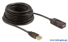 DELOCK καλώδιο USB 2.0 αρσενικό σε θηλυκό 82308, active, 5m, μαύρο