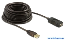 DELOCK καλώδιο USB 2.0 αρσενικό σε θηλυκό 82446, active, 10m, μαύρο