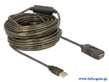 DELOCK καλώδιο USB 2.0 αρσενικό σε θηλυκό 82690, active, 20m, μαύρο