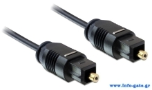 DELOCK καλώδιο ήχου Toslink 82880, gold plated, 2.2mm, 2m, μαύρο