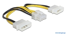DELOCK καλώδιο 2x 4pin molex σε 8pin EPS 83410, 0.15m