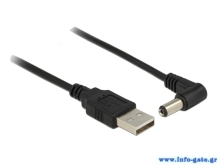 DELOCK καλώδιο USB σε DC 5.5 x 2.1mm 83578, γωνιακό, 1.5m, μαύρο