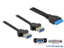 DELOCK καλώδιο USB 3.0 19 pin header (F) σε 2x USB 3.0 (F) 85244, 80cm