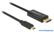 DELOCK καλώδιο USB-C σε DisplayPort 85256, DP Alt Mode, 4K, 2m, μαύρο