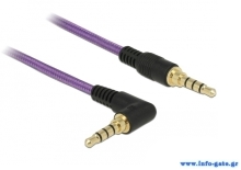 DELOCK καλώδιο Jack stereo σε Jack stereo 4pin 3.5mm, 90°, μωβ, 1m