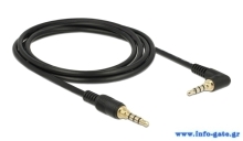 DELOCK καλώδιο 3.5mm 85613, γωνιακό, 24AWG, gold plated, 2m, μαύρο