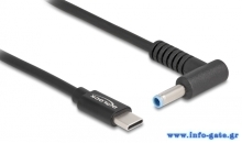 DELOCK καλώδιο τροφοδοσίας laptop 87971, USB-C σε HP 4.5x3.0mm, 1.5m, μαύρο