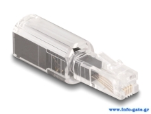 DELOCK βύσμα τηλεφώνου RJ10 88168, 360° περιστρεφόμενο, διάφανο-μαύρο