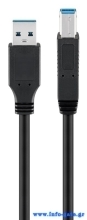 GOOBAY καλώδιο USB 3.0 SuperSpeed σε USB Type B 93654, 3m, μαύρο