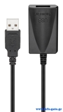GOOBAY καλώδιο προέκτασης USB 95439, active, 480Mbps, 5m, μαύρο