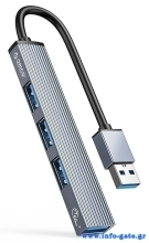 ORICO USB hub AH-A13, 4x θυρών, USB 3.0, 5Gbps, USB σύνδεση, γκρι