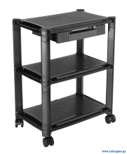 BRATECK ραφιέρα δαπέδου AMS-5L με ροδάκια, 3 ράφια, 50x33x63.5cm, έως 10kg, μαύρη